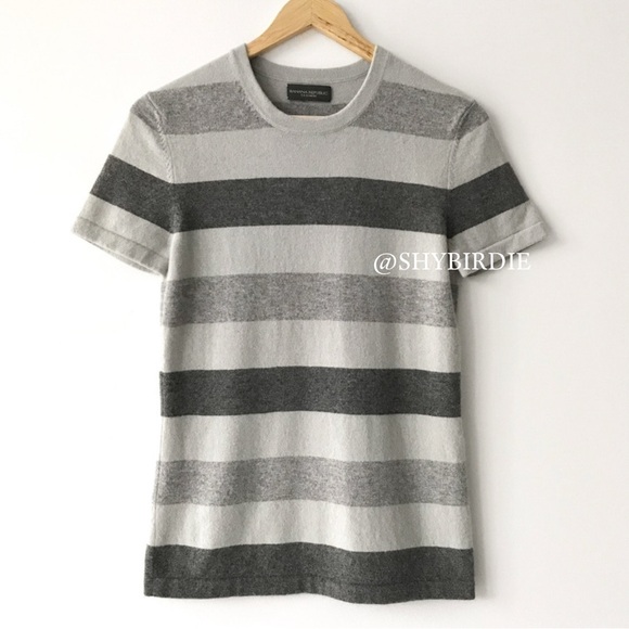 Banana Republic 100% Cashmere Striped T-Shirt Sweater - Picture 1 of 8